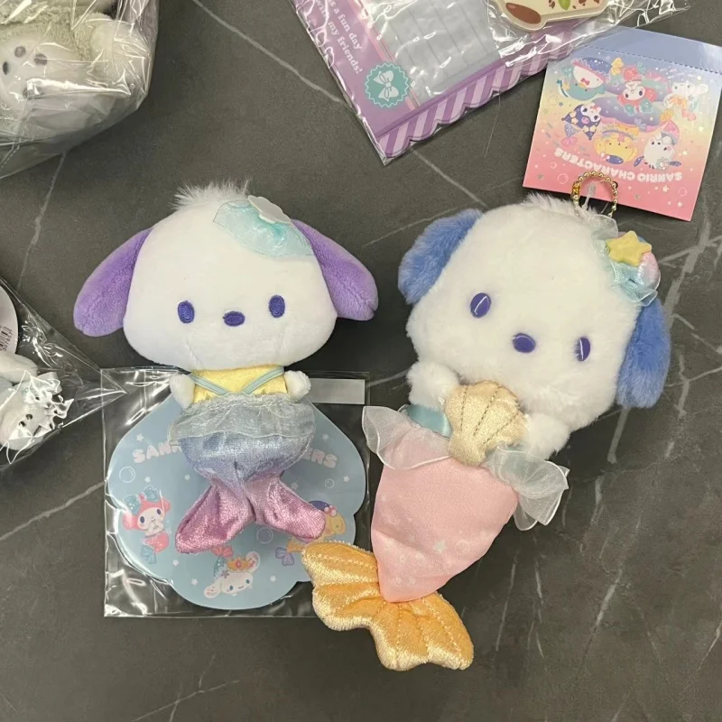 Minoso Anime Cartoon Mermaid Series Kuromi Cinnamoroll My Melody Pochacco Purin Dog Kawaii Stuffed Plushy Doll Pendant Keychain