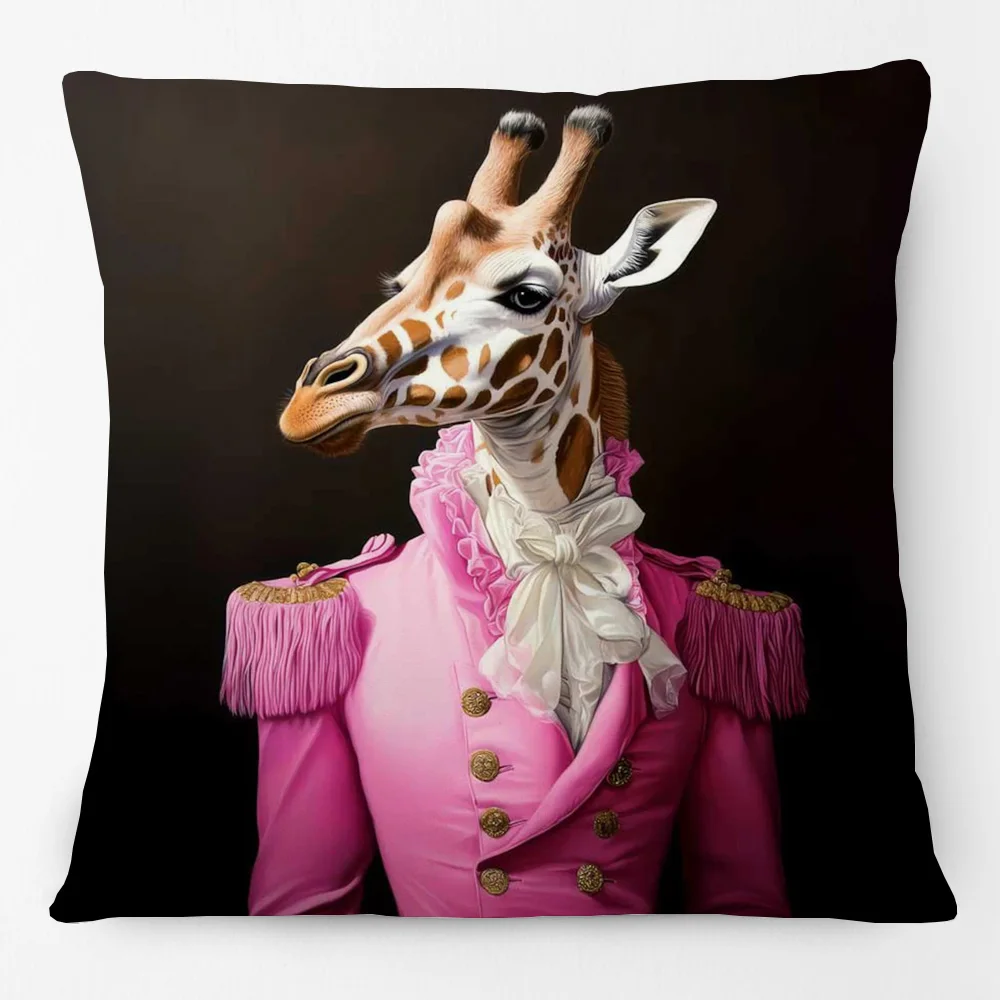 Fashionable Animals Lion Tiger Giraffe Zebra Cheetah Poodle Dog Print Cushion Cover Pillow Case