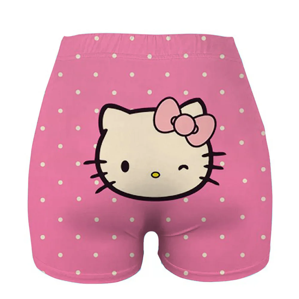 مرحبا كيتي طباعة اللياقة البدنية السراويل الإناث ضيق ركوب الدراجات اليوغا تنفس السراويل الرياضية عالية الخصر #3