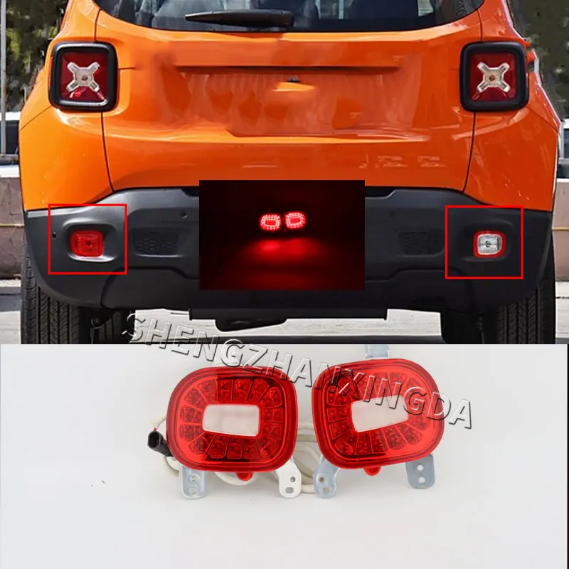 

2015-2019 Is Suitable for Jeep Renegade Red Tail Light/Brake Light, Rear Fog Light and White Reversing Light 12V Rear Bumper Reflector