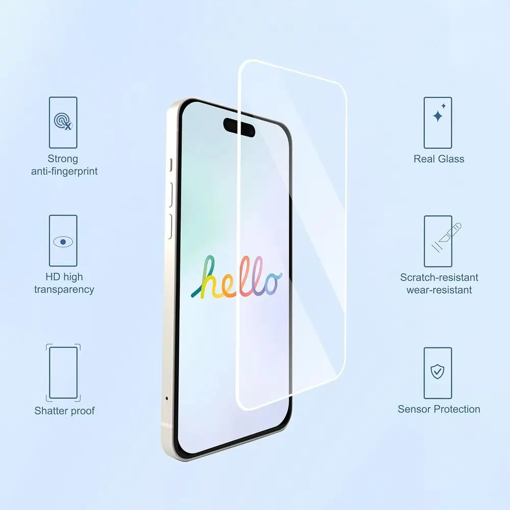 3 Pack Protector or 16 [6.1 inch] + 3 Pack Camera Lens Protector with Installation Case Friendly Tempered Glass Film, 9H Hard, N