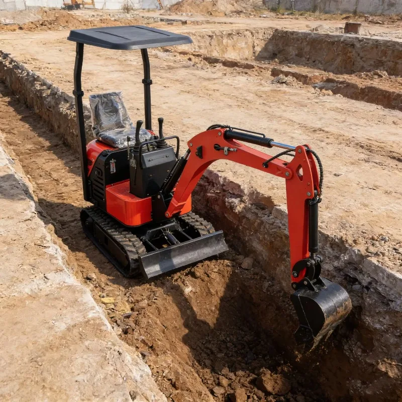 1.5 Ton Diesel Mini Crawler Excavator Electric Start with Quick Hitch for Farming Gardening Construction Work