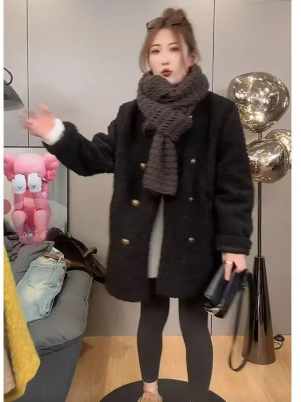 

Женское пальто из полиэфирного волокна в стиле ретро, осенне-зимнее, новое, свободного кроя, теплое, цветное, из искусственного вельвета, модная верхняя одежда