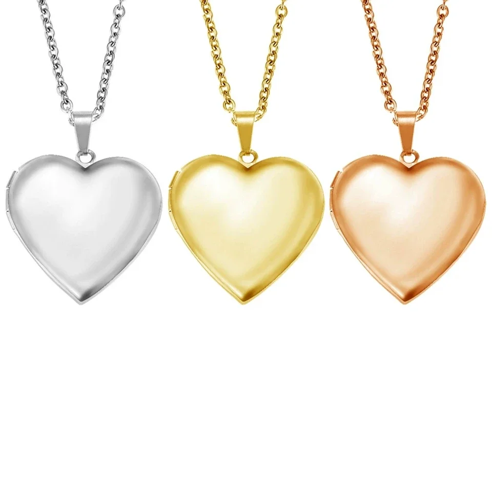 10pcs 316L Mirror Stainless Steel Retro Patterned Circular Picture Box Necklace DIY Playable Open Photo Frame Necklace