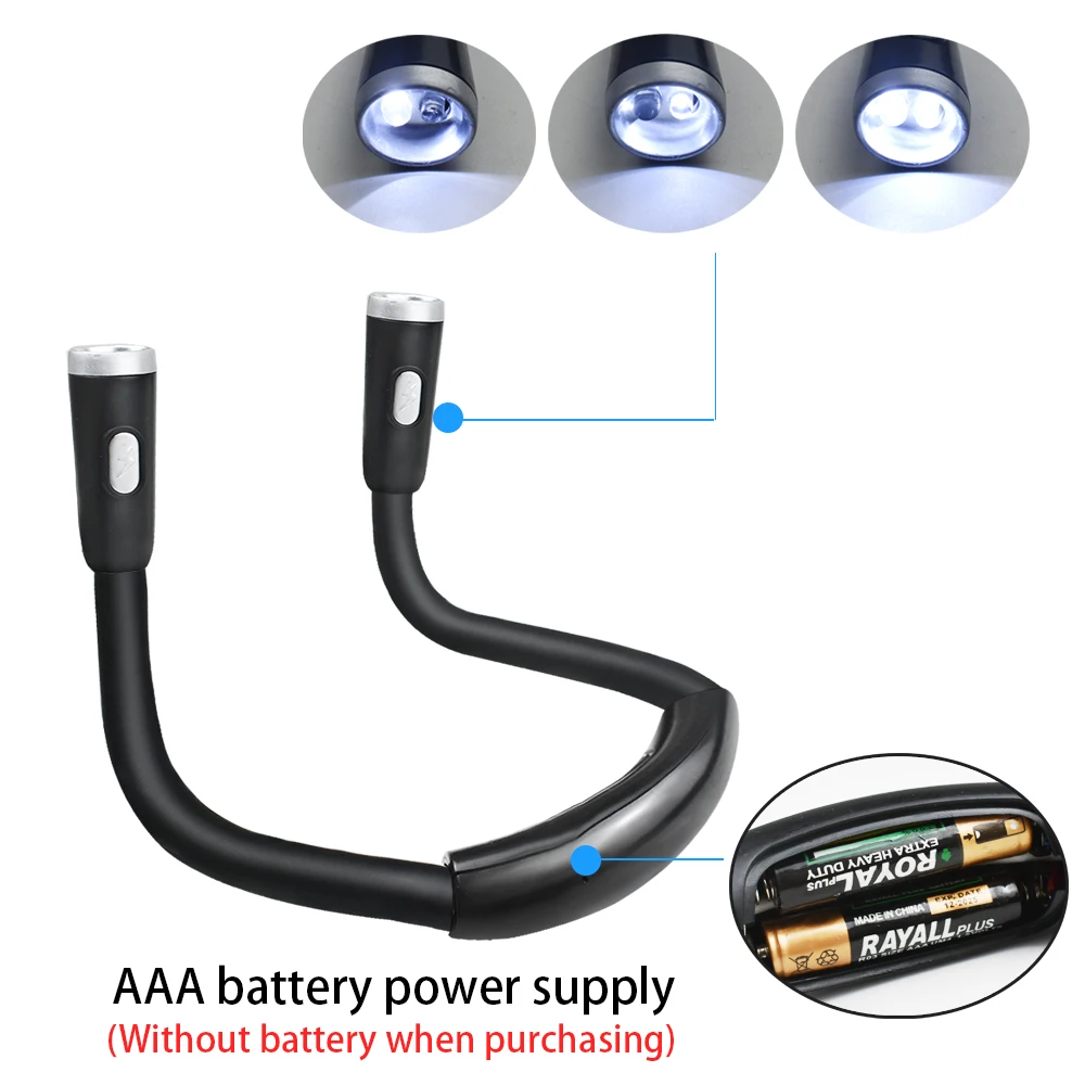 ضوء قراءة معلق على الرقبة LED قابل لإعادة الشحن عبر USB / ضوء كتاب حماية العين AAA للقراءة الليلية والجري وصيانة الحياكة