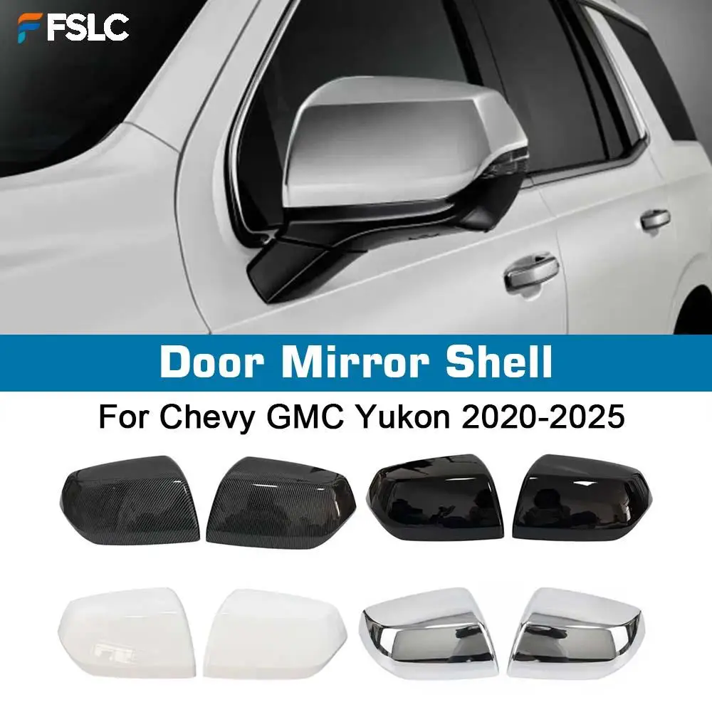 

⭐Genuine⭐ Protective Cover Door Mirror Shell For Chevy GMC Yukon 2020-2025 Chrome Silver Carbon Fiber Auto Parts Styling
