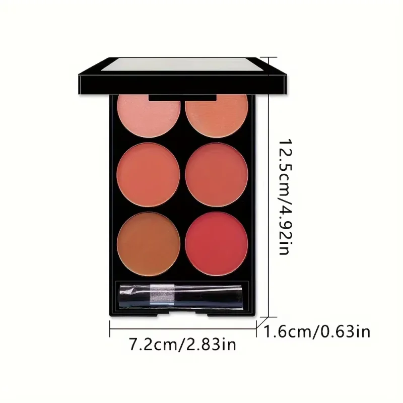 6-farbige Rouge- und Konturierungs-All-in-One-Palette, perlmuttartige, matte Puder-Make-up-Palette