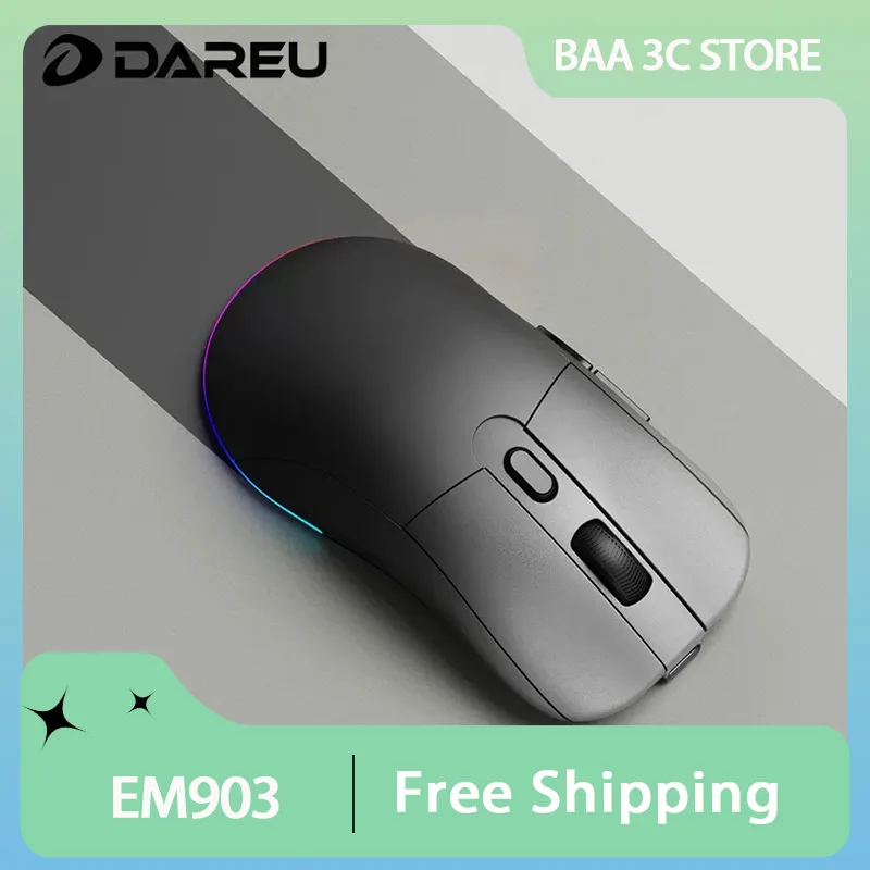 Dareu EM903 Wireless Mouse Dual Mode Lightweight RGB Backlight Gaming Mouse DPI Adjustable Ergonomics Pc Game Accessories