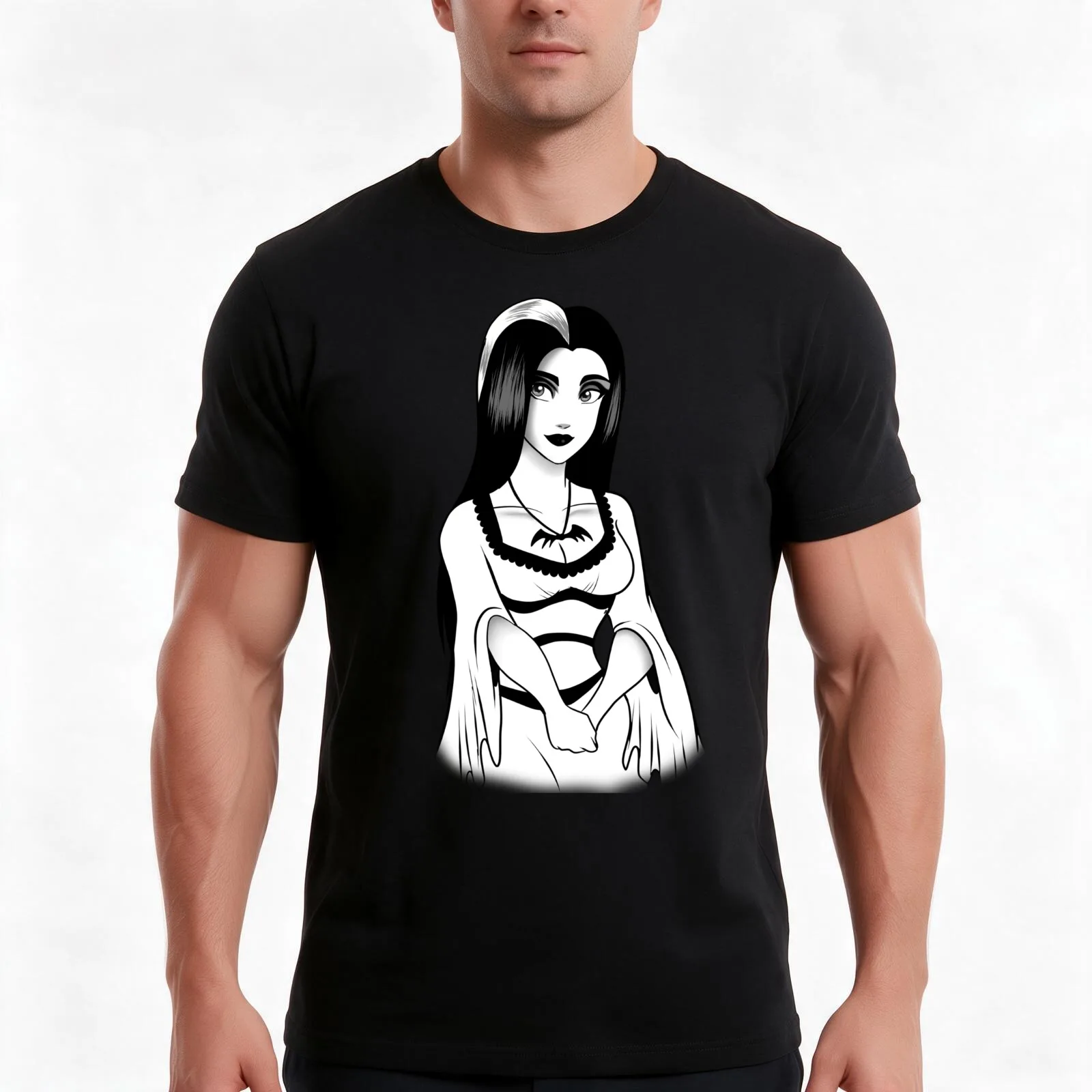 Lily Munster T-Shirt Summer Casual Cotton Tee Oversized Streetwear Tops Vintage Graphic Print Loose Fit Short Sleeve