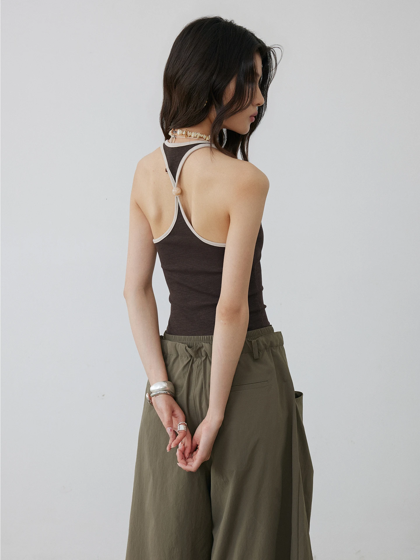 KEARA Slim Fit Light Weight Strap Vest Women's Large U Neck Sleeveless Top Summer Casual Home Wear round Hem A-Line Skirt
