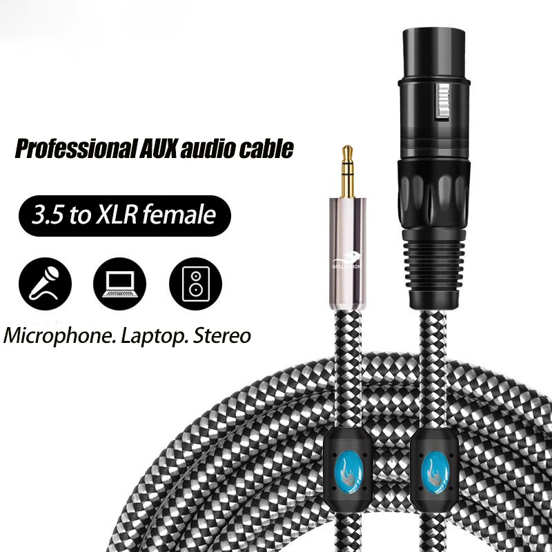 

3.5mm to XLR Female Plug Audio Cable SO8 Sound Card Computer 48V Condenser Microphone Dynamic Microphone Cable Connector