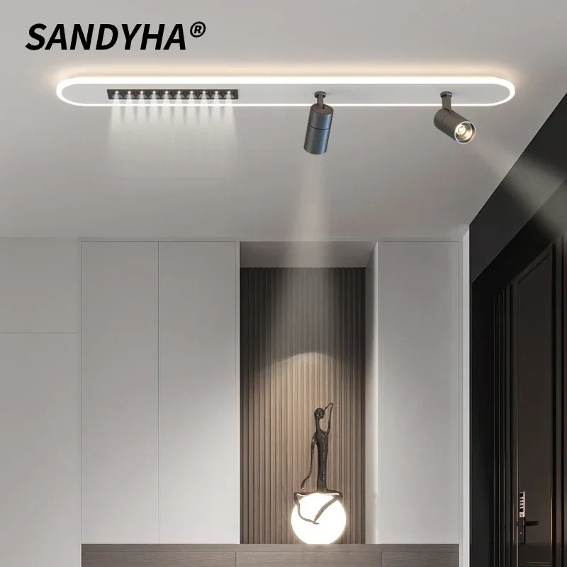 SANDYHA الحديثة الحد الأدنى LED المسار الأضواء تجهيزات ضوء السقف ديكور المنزل غرفة المعيشة مدخل مرحاض طاقة أنيقة