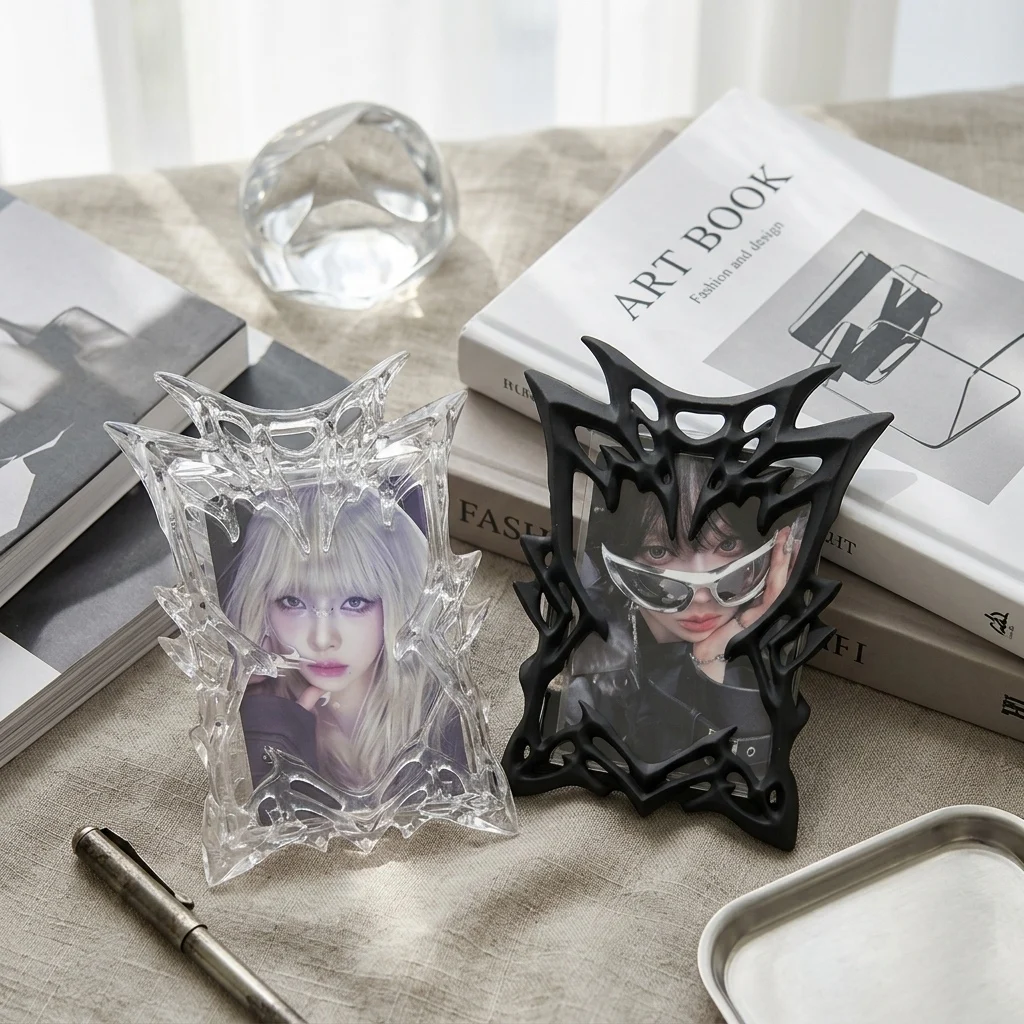 2 Pcs Resin Gothic Butterfly Photocard Display Stand for Kpop Idol Photo Card Frame Case Collectible Gift Kawaii