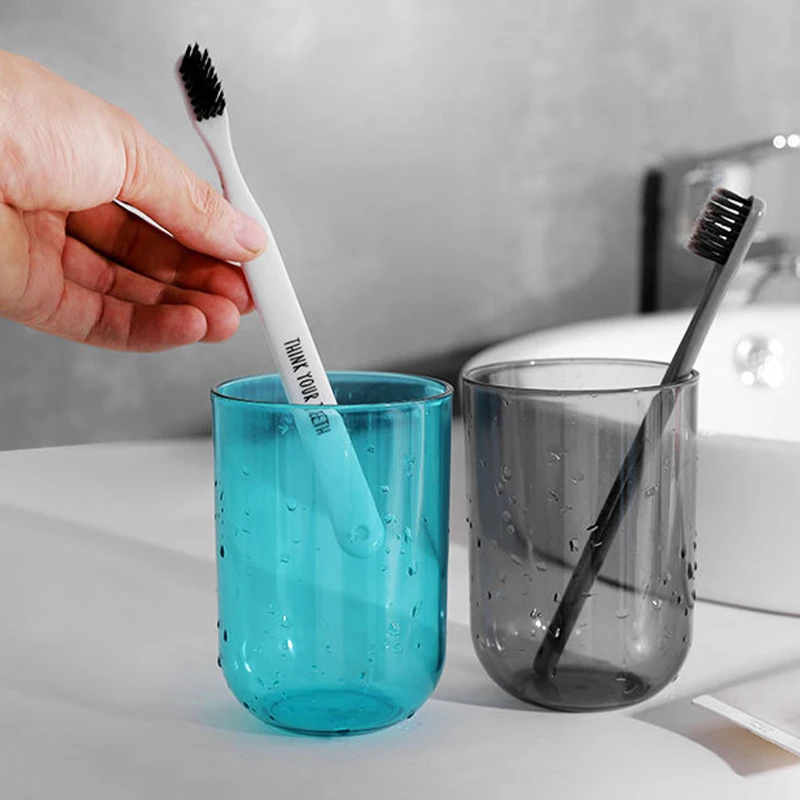 Nordic Style Plastic Mouthwash Cup Solid Colour Toothbrush Holder_voghion.com