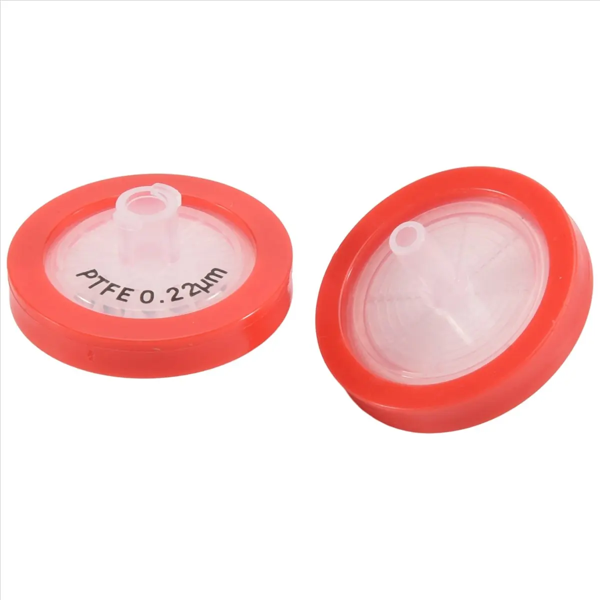 AB09 100 قطعة فلتر حقنة PTFE، فلتر مختبر حقنة قطر الغشاء 25 مم، حجم المسام 0.22 ميكرومتر، HPLC