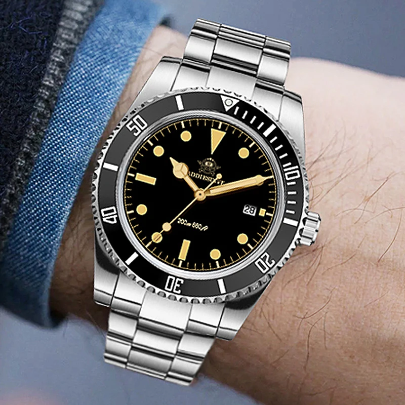 

ADDIESDIVE New Watch For Men 39mm Quartz Watches Waterproof 200m Luminous Ceramic Bezel Steel Diving Leisure Wristwatch AD2072