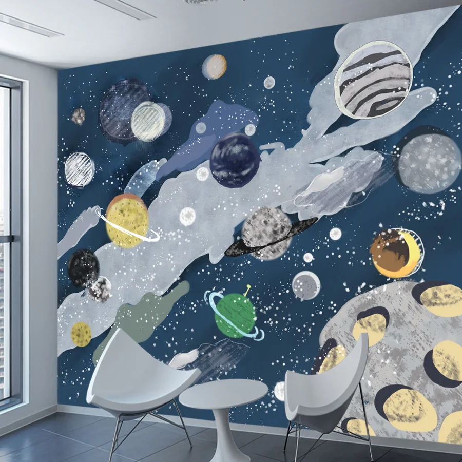 Removable Peel and Stick Optional Wallpapers for Living Room Baby Kids Contact Wall Papers Home Decor Cartoon Starry Space Mural