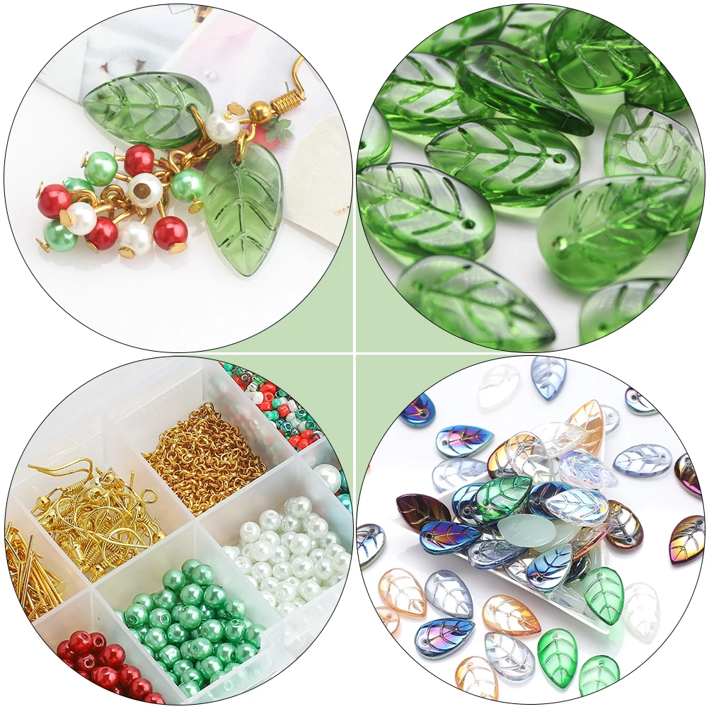 

DIY Earrings Materials Glass Alloy Plastic Beads Jewelry Making Christmas Accessories Elegant Stylish Practical