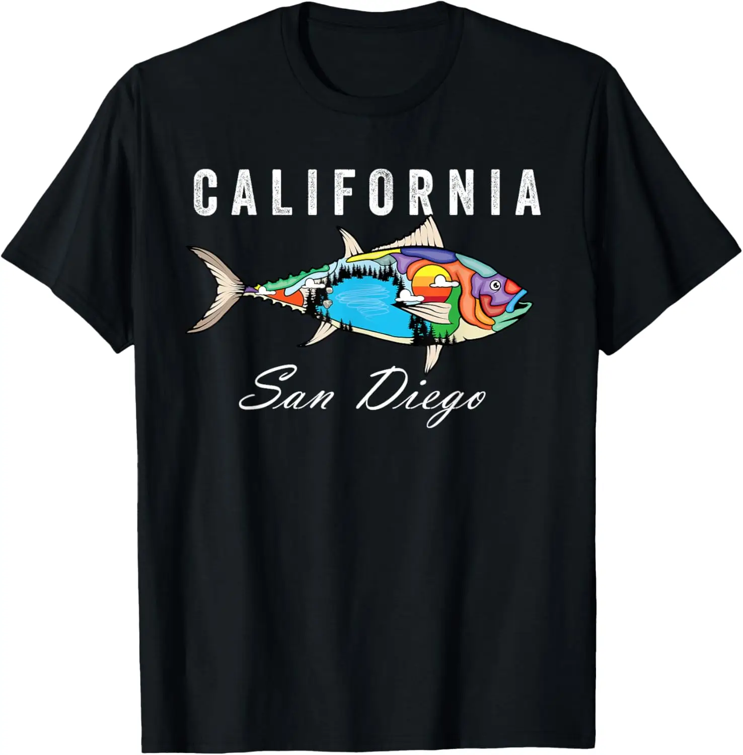 Fish San Diego California Tuna Fishing Deep Sea Fisherman T-Shirt