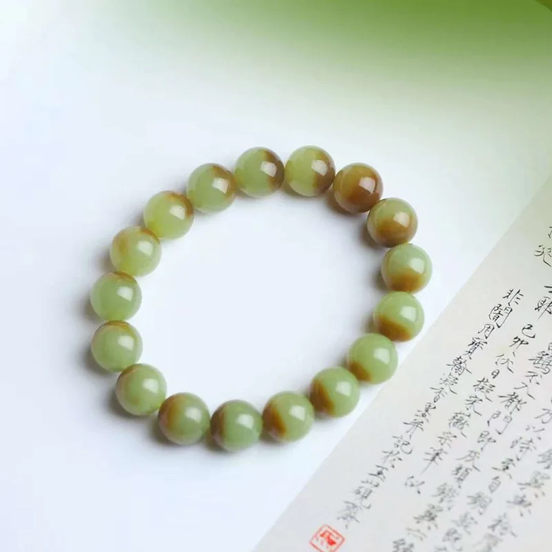 Natural Hetian Jade Ruoqiang Huangkou Old Material Beautiful Sugar Color Treasure Bowl Bracelet