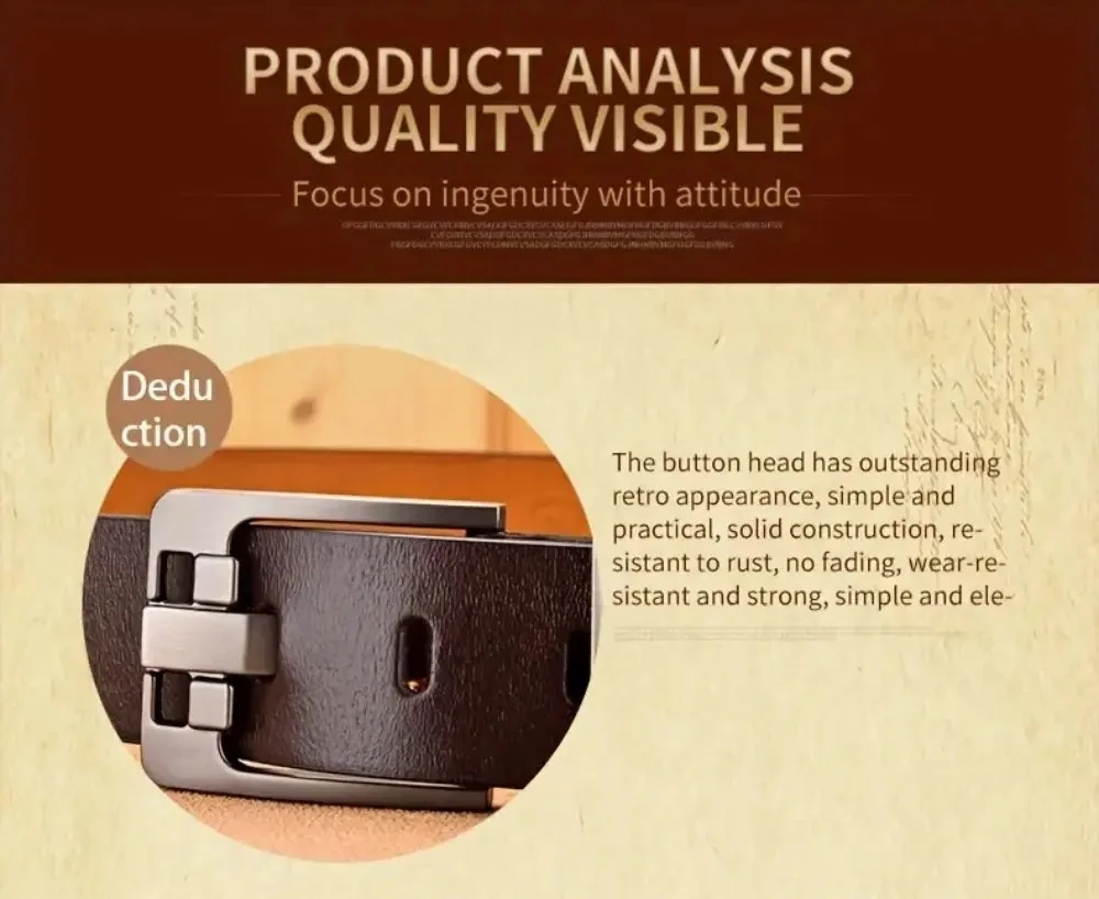 Echtes Leder Für männer Hohe Qualität Schnalle Jeans Rindsleder Casual Gürtel Business Cowboy Bund Männlichen Mode Designer 2024New – Detail 9