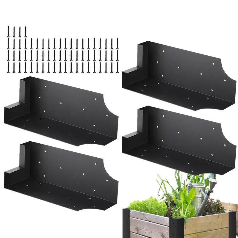 

4pcs Heavy Duty Metal Garden Bed Corner Brackets Right Angle Braces for Raised Beds Gardening Supplies for Plants Containers