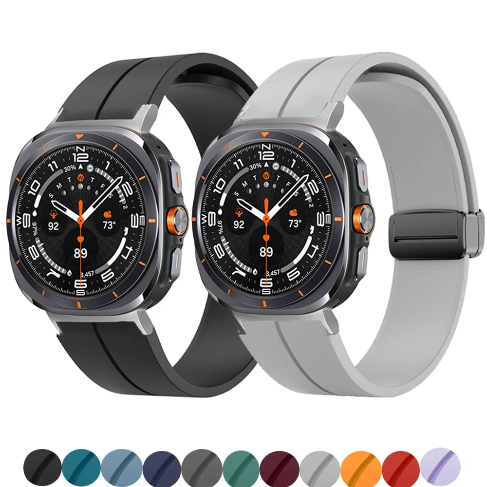 Magnetic Silicone Strap For Samsung Galaxy watch 7 FE 44mm 40mm band Accessories Bracelet correa galaxy watch 7 ultra 47mm strap