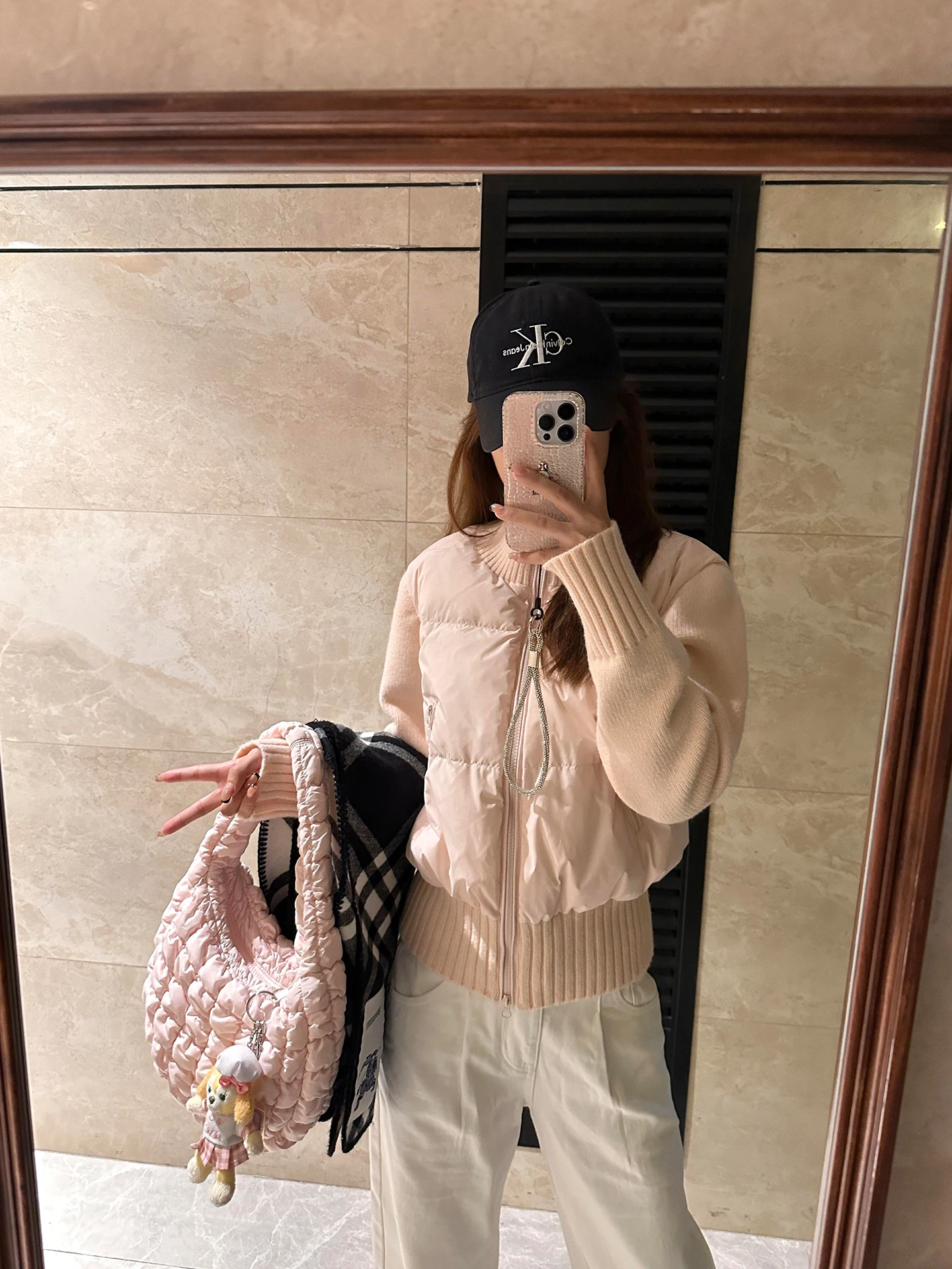 

Розовый вязаный хлопковый джет, женский зимний новый универсальный утягивающий теплый хлопковый топ для похудения, для поездок на работу