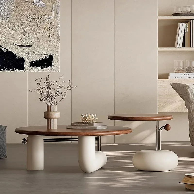 Wooden Standing Side Table Designer Modern Living Room Aesthetic Safe Coffee Table Unique Kaffee Tische Space Saving Furniture