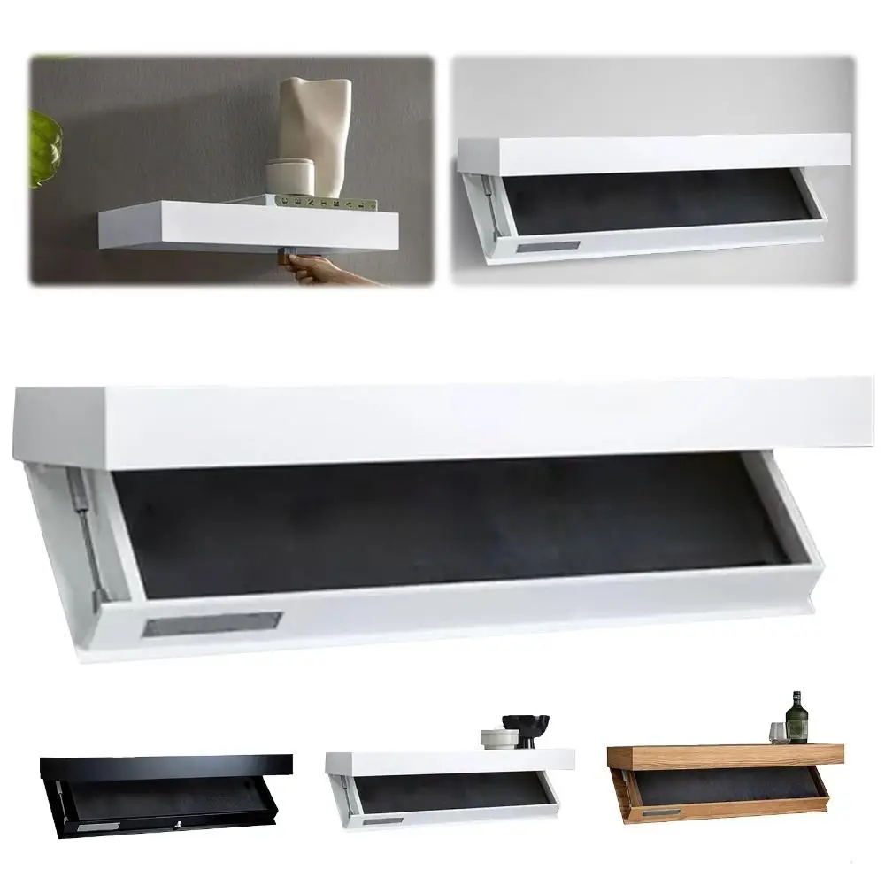 Solid Color Wooden Magic Flap Shelf Decorative Space Saving Hidden Shelves with Secret Compartment Wall Mounted