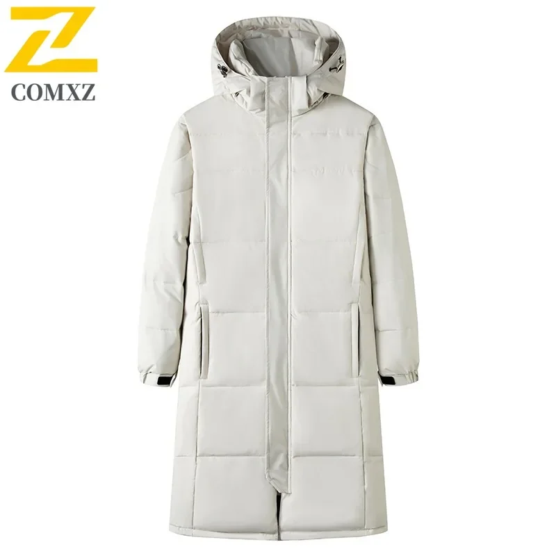 

COMXZ Cold Proof Thick Puffer Jacket Hooded Windproof Versatile Snow Ski Padding Coat 2025 Business Winter Jacket Men's Clothing