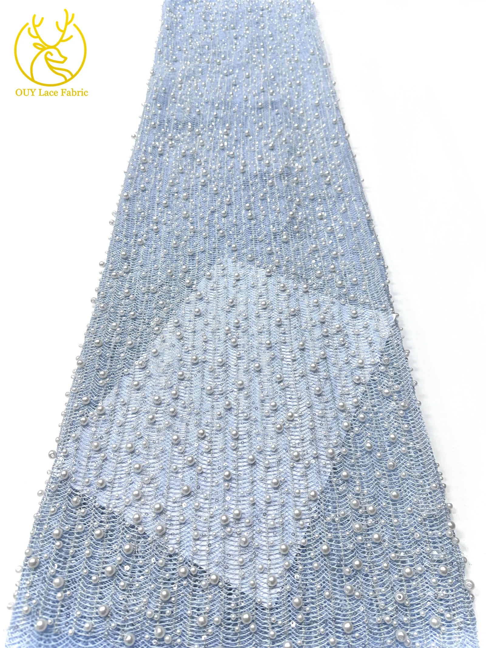Neues Design Afrikanischer Großer Perlen-Spitzenstoff 2026 Nigerianischer Perlen-Pailletten-Spitzenstoff für Abendkleider Nähen 5 Yards – Detail 27