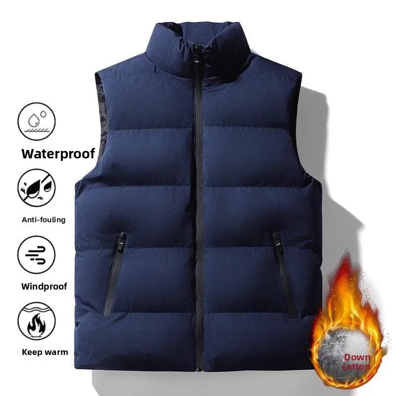 

American Sle Thiened Loose down Vest Men's Autumn Winter Outdoor Workwear Fce Lined Warm oulder Coat Youth Faion
