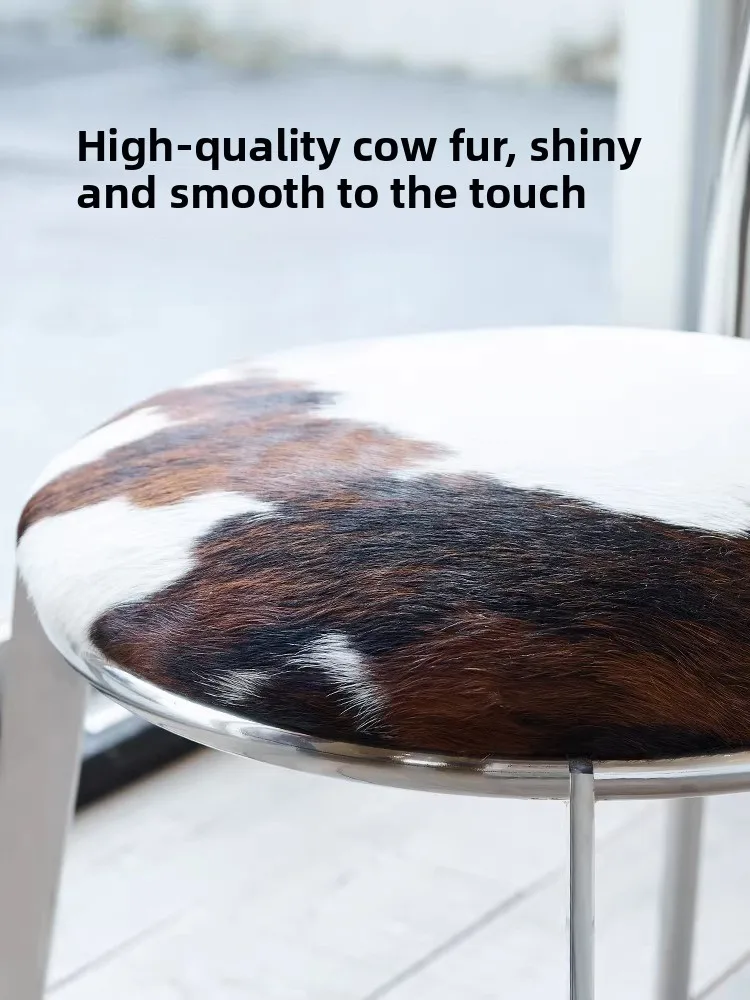 Bauhaus medieval simple stainless steel dining chair household inverted V backrest ash ash wood leisure single chair
