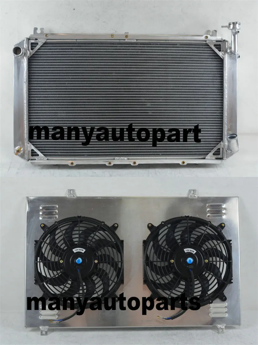 Aluminum Radiator +Shroud+Fans FOR Nissan Patrol Y60 GQ 4.2L TB42S Petrol 1987-1997