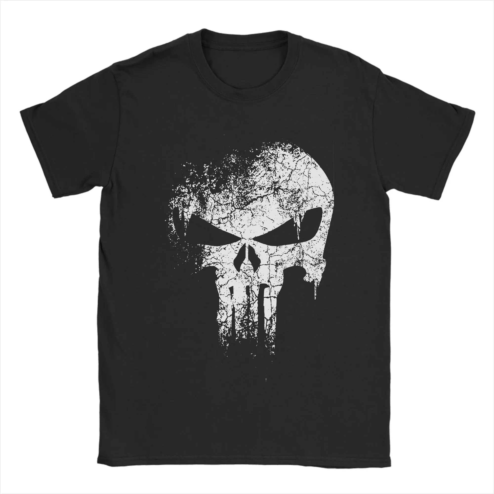 Harajuku Punisher Skull Tshirts Men Round Neck Short Sleeve Top Tee  100%Cotton Summer Top Tee