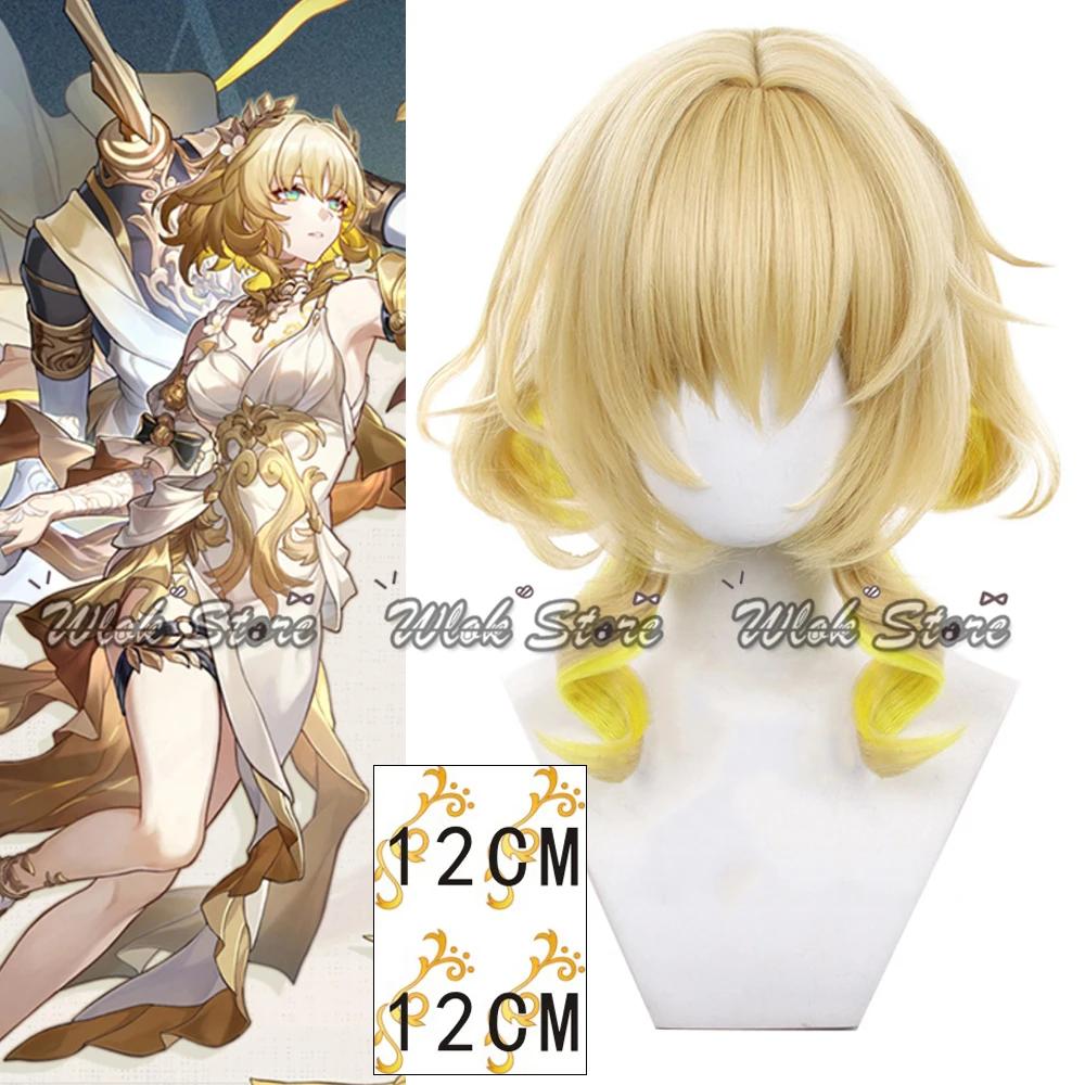 

Honkai Star Rail Aglaea, парик для косплея, татуировка, наклейка, аксессуары, женские аксессуары для Хэллоуина, карнавала, реквизит для ролевых игр, градиент, желтые волосы