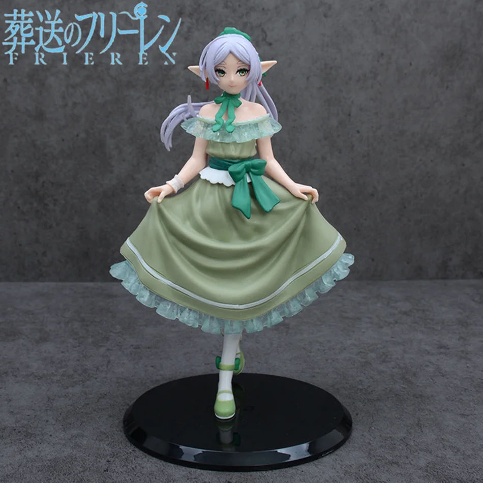 Frieren Beyond Journey's End 19cm Green Evening Dress Frieren PVC Figure, Elf Anime Desktop Ornament Collectible Gift