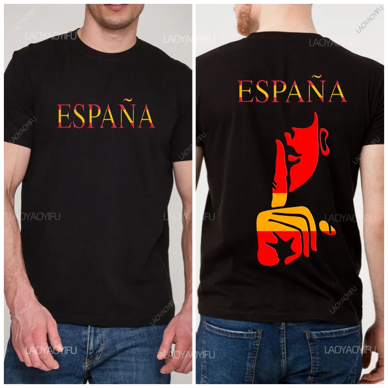 اسبانيا العلم الوطنيين الاسبانيين الرجال النساء موضة قصيرة الأكمام بلايز 100% القطن الشارع الشهير الجرافيك تي شيرت ملابس للرجال 2024 Y2k