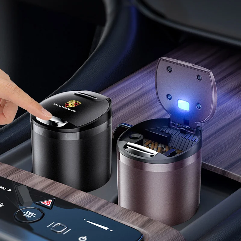 

Car Logo Ashtray Portable Garbage Box Storage Holder Accessory For Porsche 911 Cayenne Carrera-GT 928 Panamera Boxster Macan 918