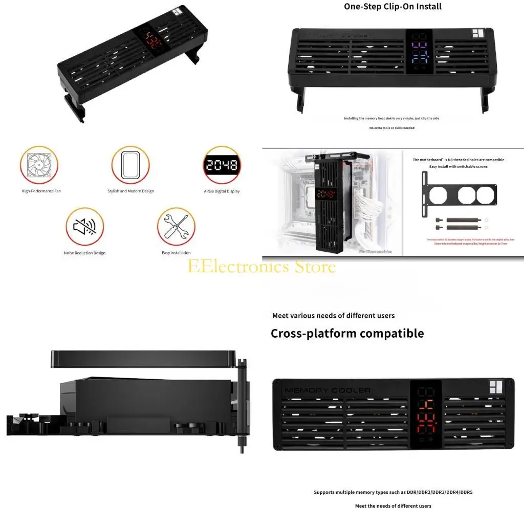 B03C 3 Fan RAMs Coolers With Real Time Temperature Monitoring For Gaming