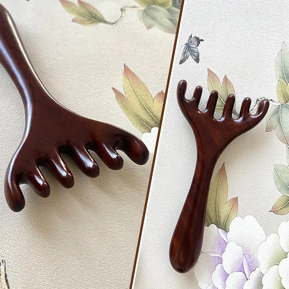 

Body Meridian Massage Comb Sandalwood Deer Antlers Tooth Acupuncture Help Blood Smooth Hair Circulation Wide Anti-static X3V2
