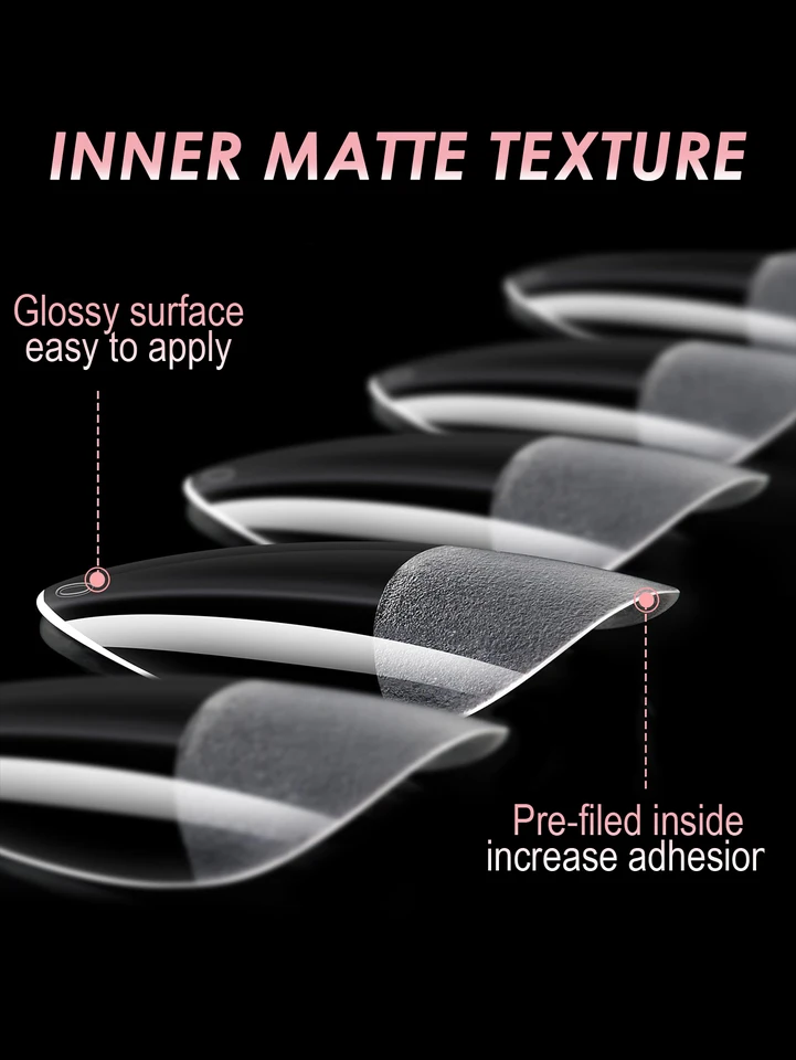 100/320/600 pzas puntas de uñas cortas almendra, puntas de gel suave, puntas de cobertura completa para uñas acrílicas, para salón o casa, press on nails 4