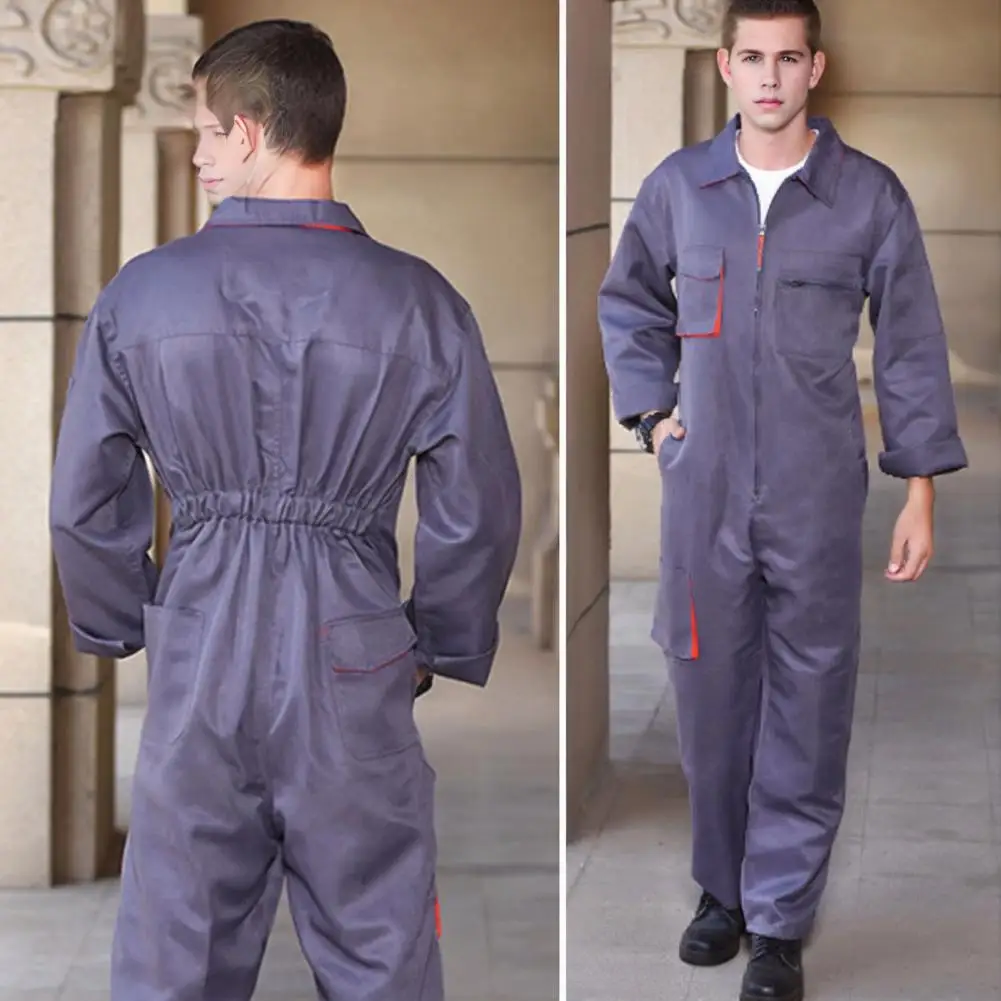 Work Clothes Stain-resistant Zipper Work Jumpsuit for Men Women Coveralls with Pockets Plus Size Welding Suit for Car Repair