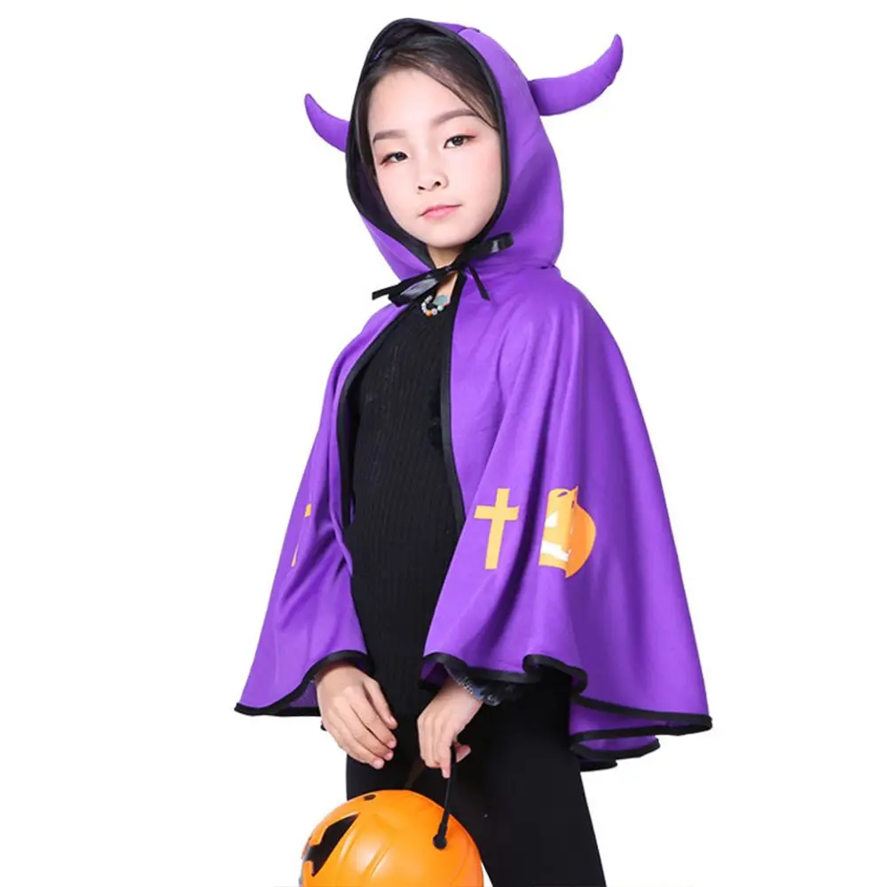 

Funny Children Day Witch Cartoon Cosplay Props Devil Horn Cloak Hooded Cloak Cosplay Costume