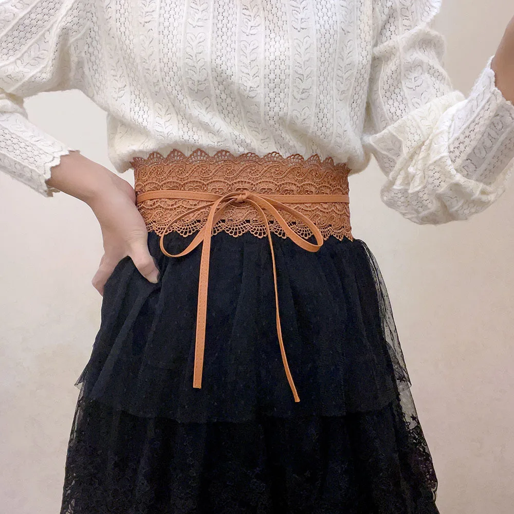 Women Bow Lace Belt Corset Wide Belts Wedding Dress Skirt Decorative Belt -  AliExpress