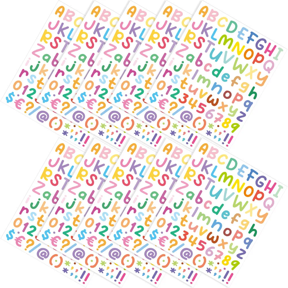 

10 Sheets Classical Alphabet Stickers Number Stickers for Crafts Scrapbooking Letters Labels Sticker Letters for Water Bottles