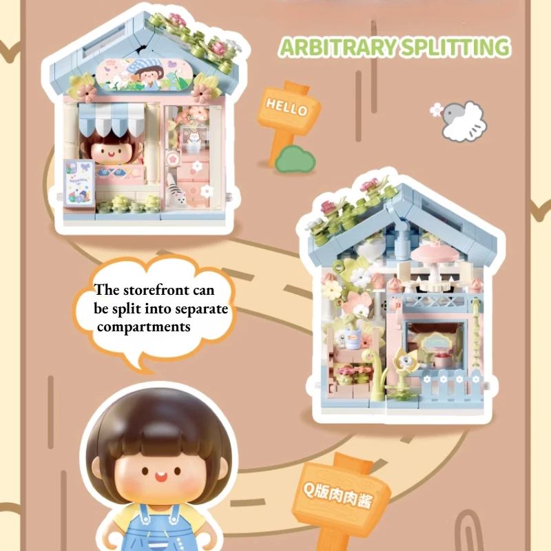 Fermi Box Bolognese Cartoon scena uliczna zabawka budowlana Model dekoracja prezent urodzinowy dla niej Puzzle DIY klocki