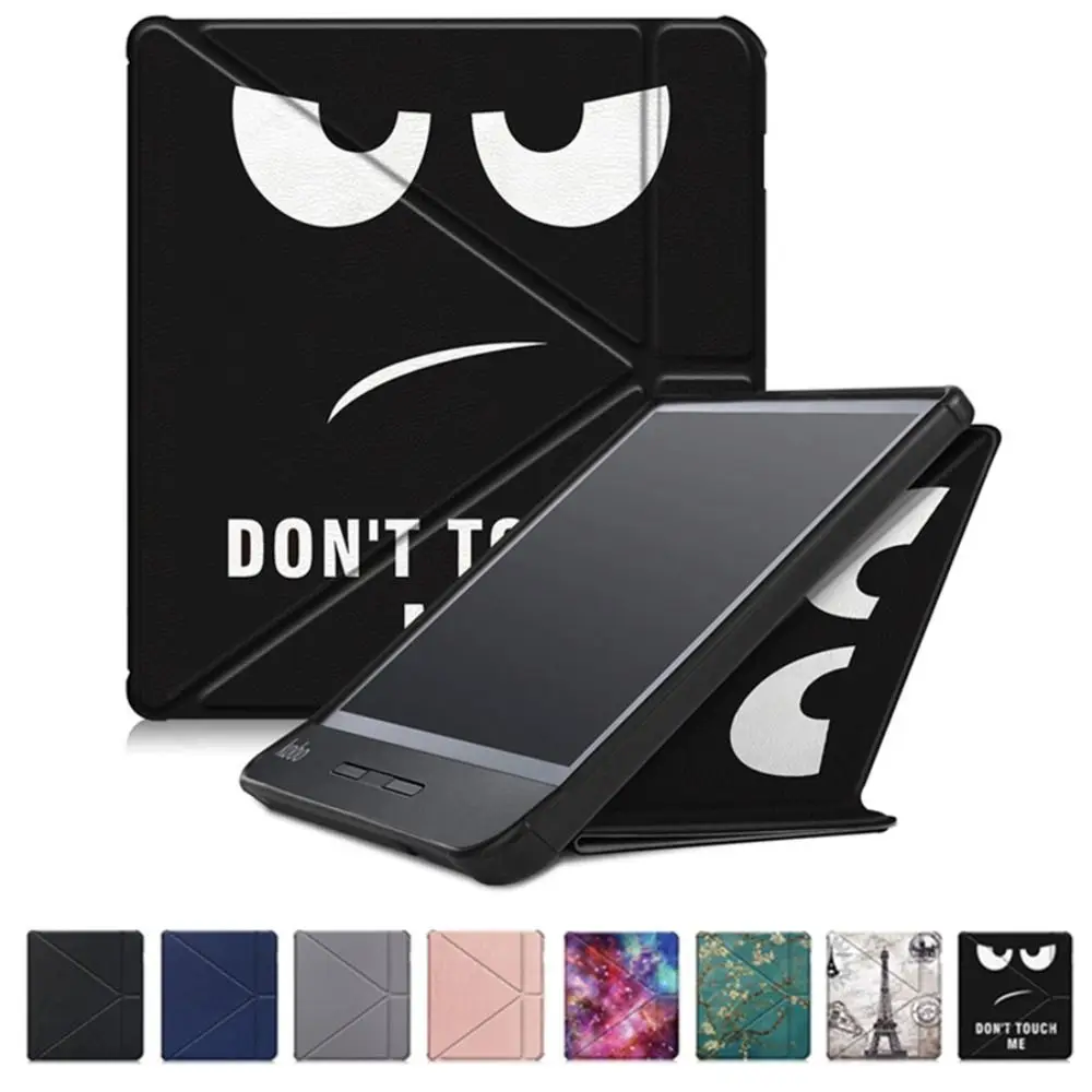 Auto Wake/Sleep N873 Smart Case 7 inch Multi-folding Stand eReader Cover PU Leather Shockproof for Kobo Libra H2O