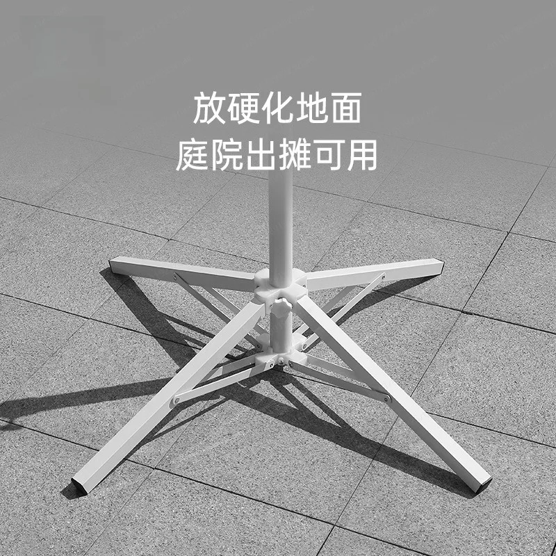 Outdoor Patio Umbrella Base Stand, Portable Four-Leg Iron Cross Holder, Heavy Duty Sun Shade Umbrella Support for Market Stall
